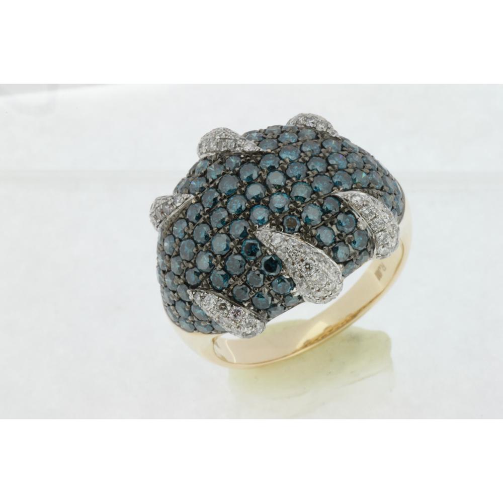 14K Yellow Gold Blue Diamond & Diamond Ring - 2.87 Carats Total Diamond Weight