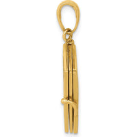 14K Yellow Gold Blue Enamel 3D Passport Pendant with Open Feature and Detailed Design by Oro Pregiato