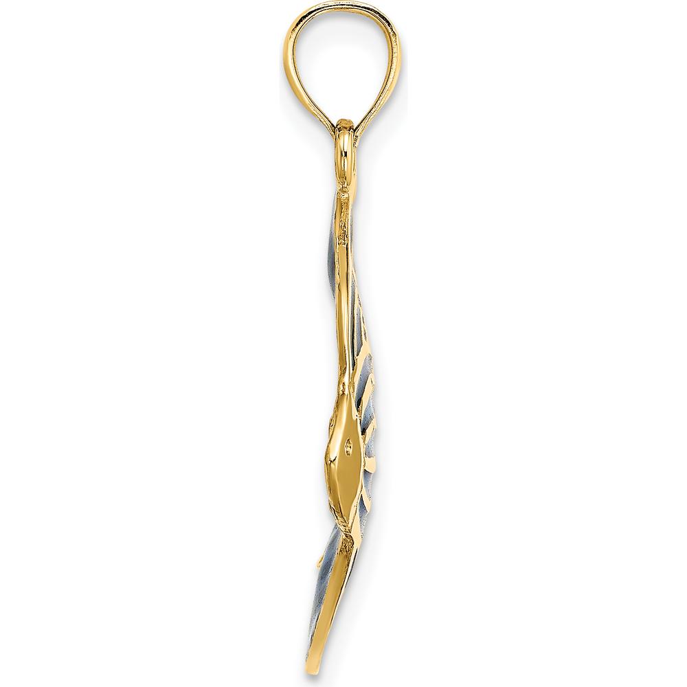 14K Yellow Gold Blue Enamel Angelfish Charm Pendant by Oro Pregiato