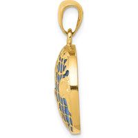 14K Yellow Gold Blue Enamel Globe Pendant - 24.5mm Length by Oro Pregiato