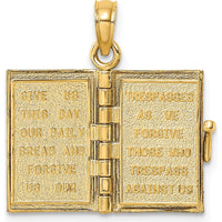 14K Yellow Gold Blue Enameled 3D Bible Pendant with Movable Pages by Oro Pregiato