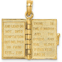 14K Yellow Gold Blue Enameled 3D Bible Pendant with Movable Pages by Oro Pregiato
