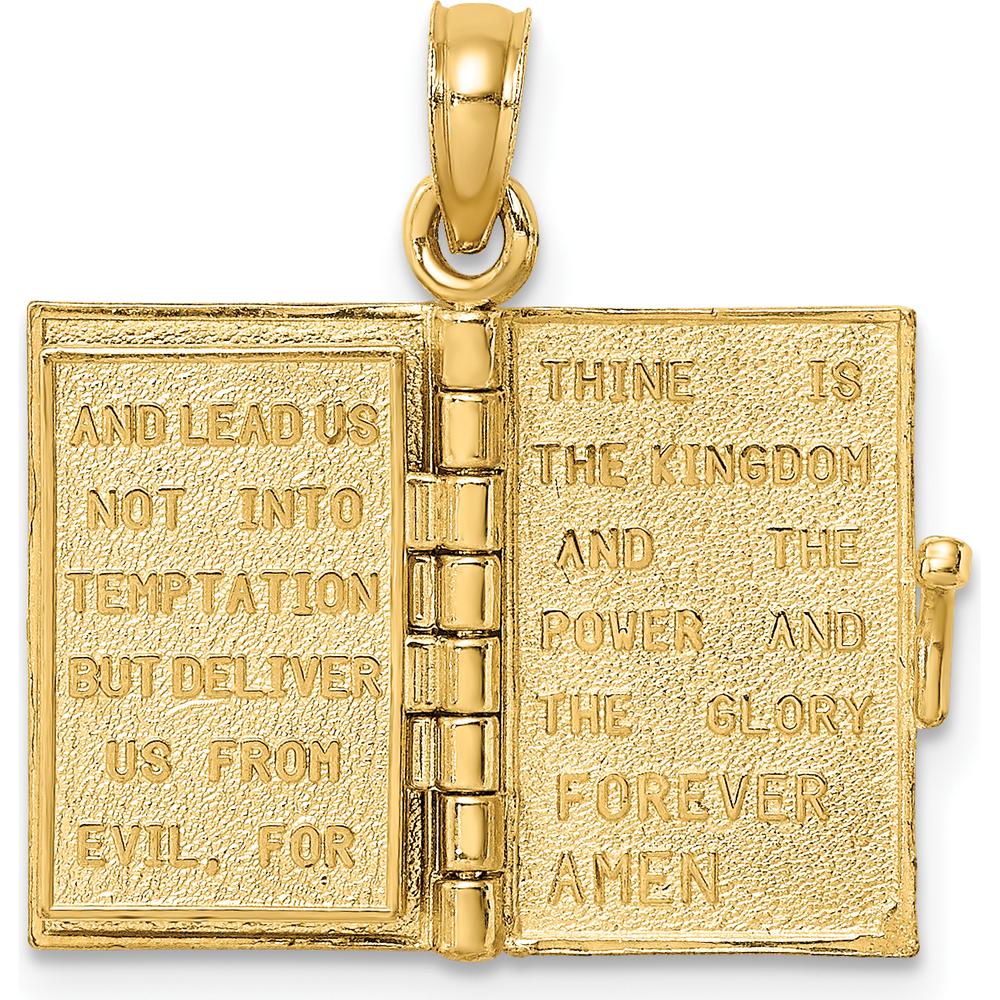 14K Yellow Gold Blue Enameled 3D Bible Pendant with Movable Pages by Oro Pregiato