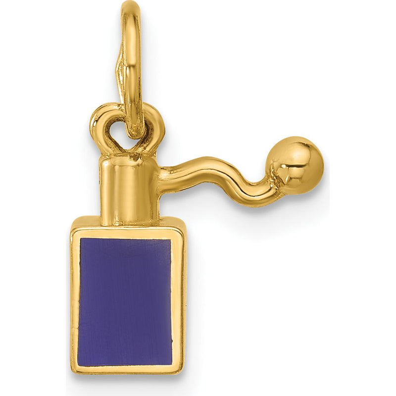 14K Yellow Gold Blue Enameled Perfume Bottle Charm - Polished Finish by Oro Pregiato