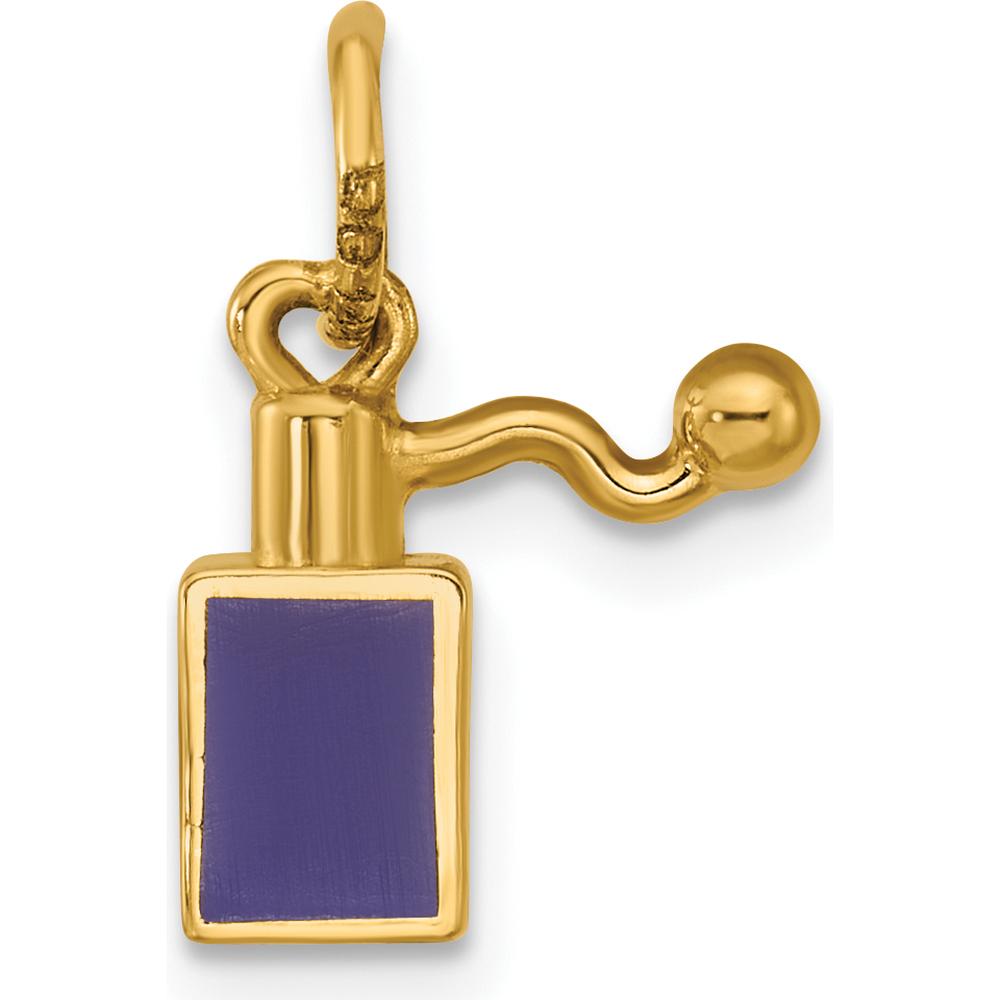 14K Yellow Gold Blue Enameled Perfume Bottle Charm - Polished Finish by Oro Pregiato