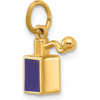 14K Yellow Gold Blue Enameled Perfume Bottle Charm - Polished Finish by Oro Pregiato