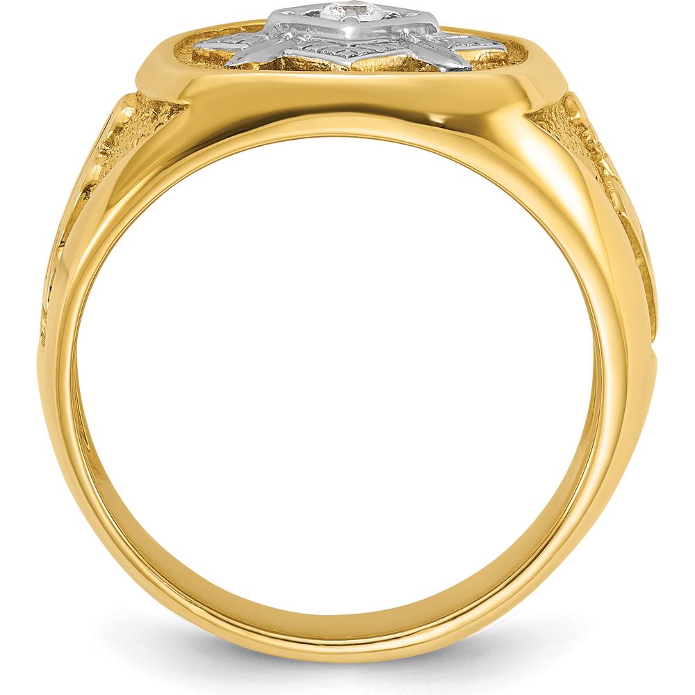 14K Yellow Gold Blue Lodge Master Masonic Ring with 0.07 Carats Round Diamond by IBGoodman