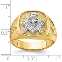 14K Yellow Gold Blue Lodge Master Masonic Ring with 0.07 Carats Round Diamond by IBGoodman