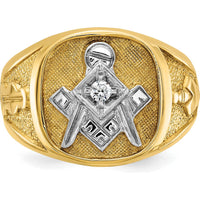 14K Yellow Gold Blue Lodge Master Masonic Ring with 0.07 Carats Round Diamond by IBGoodman