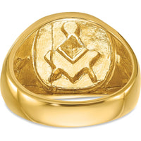 14K Yellow Gold Blue Lodge Master Masonic Ring with 0.07 Carats Round Diamond by IBGoodman