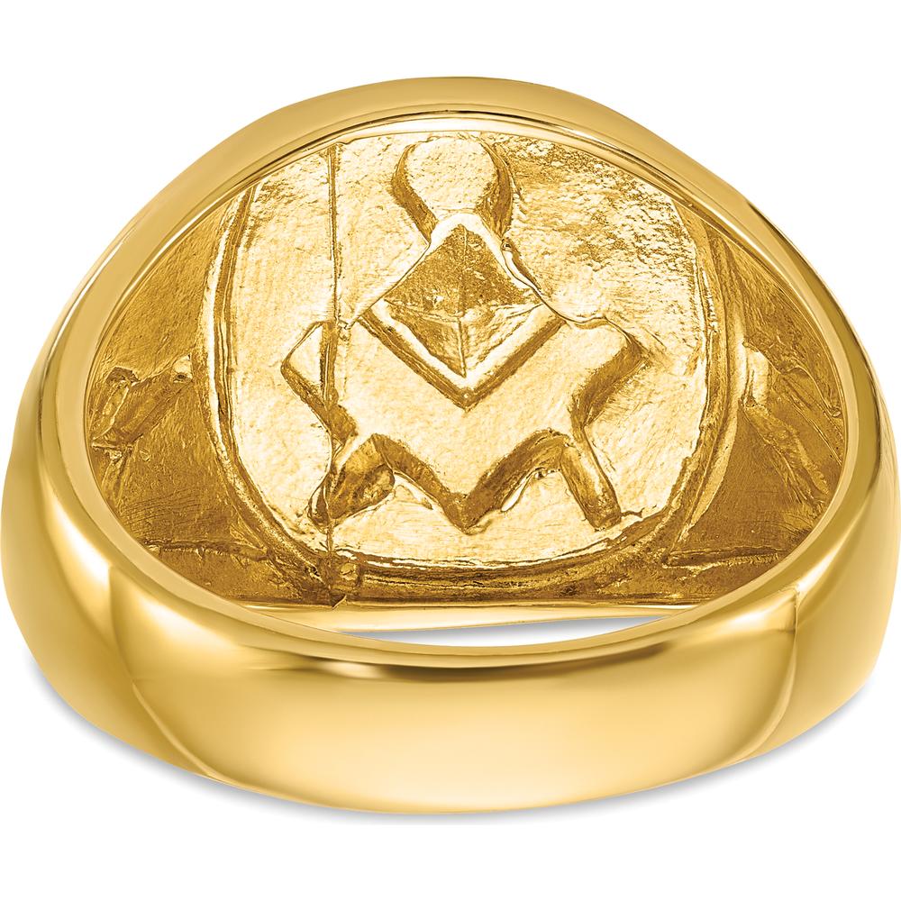 14K Yellow Gold Blue Lodge Master Masonic Ring with 0.07 Carats Round Diamond by IBGoodman