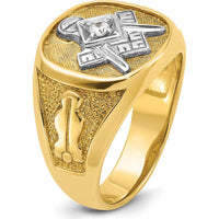 14K Yellow Gold Blue Lodge Master Masonic Ring with 0.07 Carats Round Diamond by IBGoodman