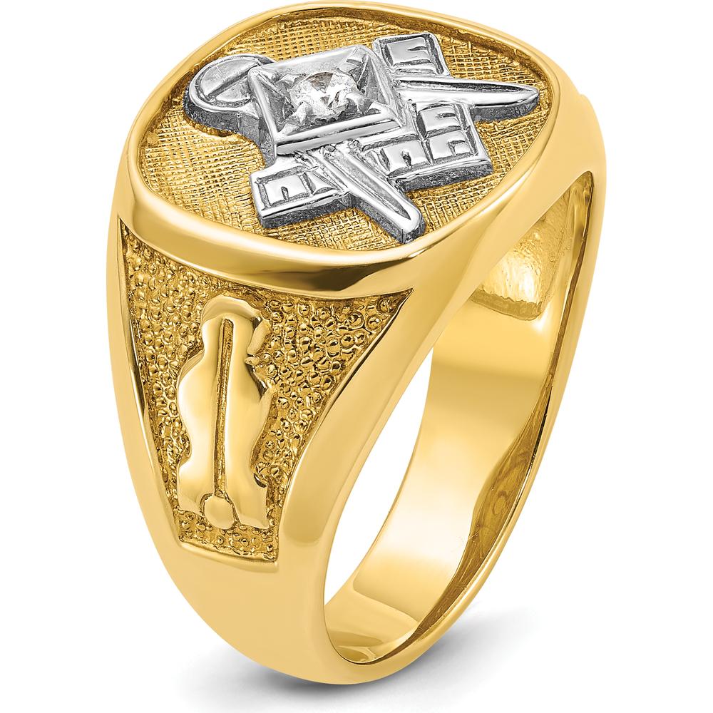 14K Yellow Gold Blue Lodge Master Masonic Ring with 0.07 Carats Round Diamond by IBGoodman
