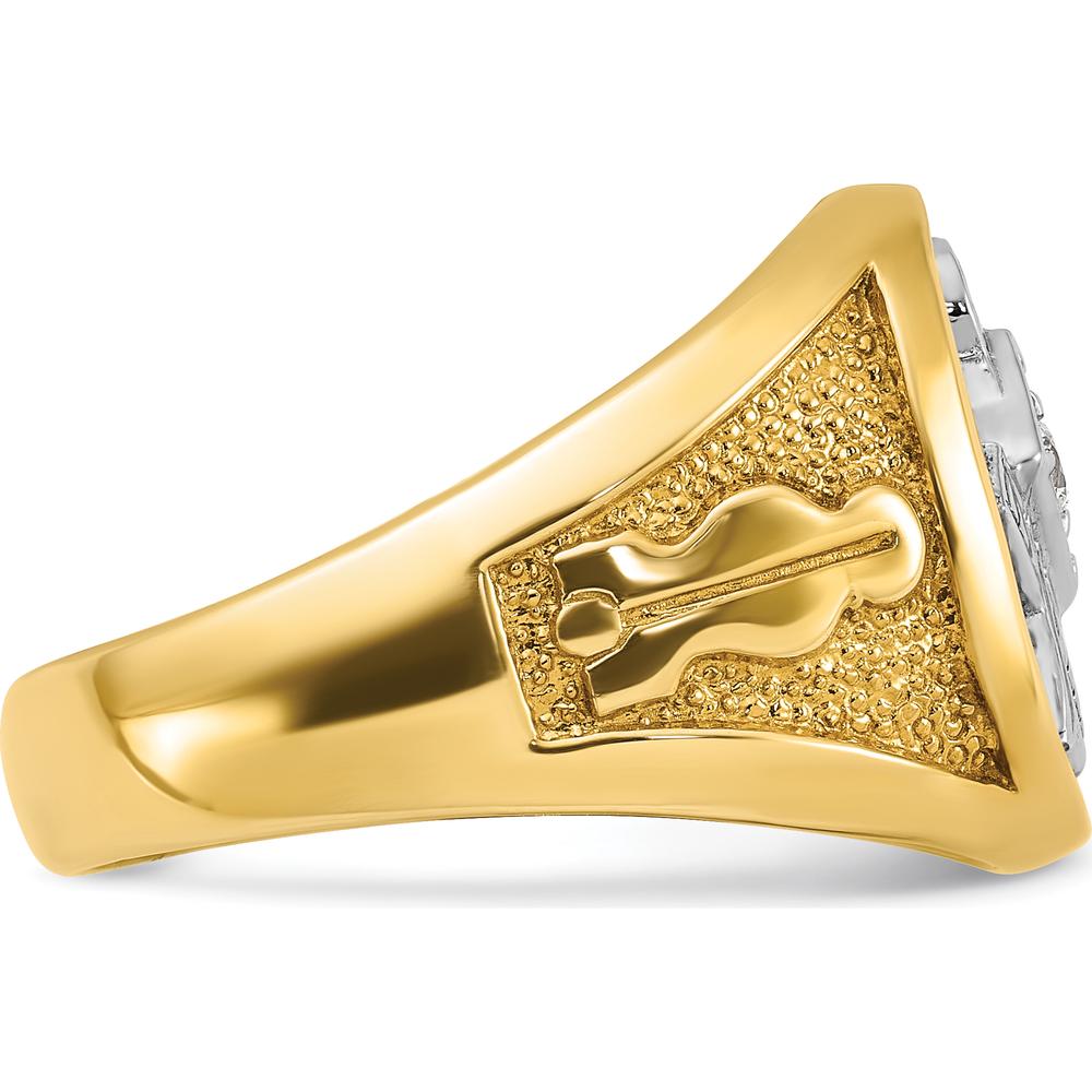14K Yellow Gold Blue Lodge Master Masonic Ring with 0.07 Carats Round Diamond by IBGoodman