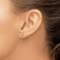 14K Yellow Gold Blue Topaz and Diamond Button Earrings - 0.30 Carat Blue Topaz, 0.01 Carat Diamond by Oro Pregiato