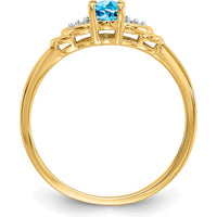 14K Yellow Gold Blue Topaz and Diamond Ring - 0.56 Carat Swiss Blue Topaz and 0.01 Carat Total Diamond Weight by Oro Pregiato
