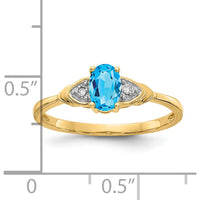 14K Yellow Gold Blue Topaz and Diamond Ring - 0.56 Carat Swiss Blue Topaz and 0.01 Carat Total Diamond Weight by Oro Pregiato