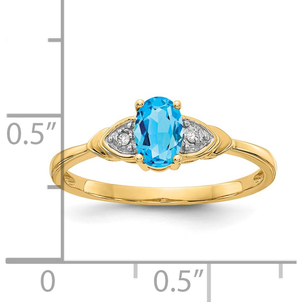 14K Yellow Gold Blue Topaz and Diamond Ring - 0.56 Carat Swiss Blue Topaz and 0.01 Carat Total Diamond Weight by Oro Pregiato