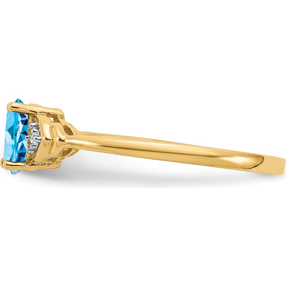 14K Yellow Gold Blue Topaz and Diamond Ring - 0.56 Carat Swiss Blue Topaz and 0.01 Carat Total Diamond Weight by Oro Pregiato