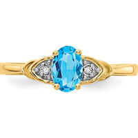 14K Yellow Gold Blue Topaz and Diamond Ring - 0.56 Carat Swiss Blue Topaz and 0.01 Carat Total Diamond Weight by Oro Pregiato