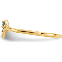 14K Yellow Gold Blue Topaz Birthstone Heart Ring - 0.11 Carat Swiss Blue Topaz by Oro Pregiato