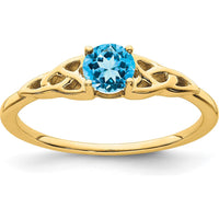 14K Yellow Gold Blue Topaz Celtic Knot Ring - 4.5mm Round Topaz by 0