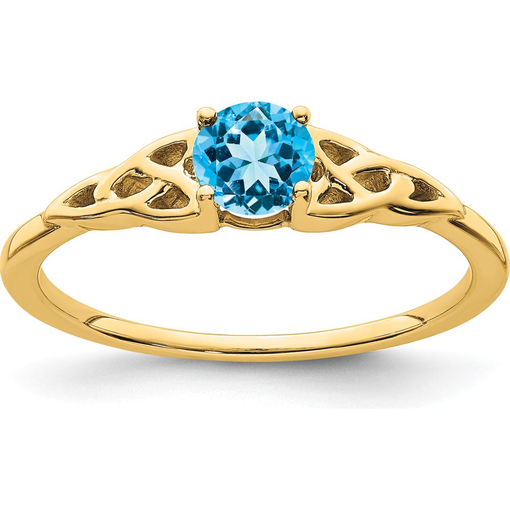 14K Yellow Gold Blue Topaz Celtic Knot Ring - 4.5mm Round Topaz by 0