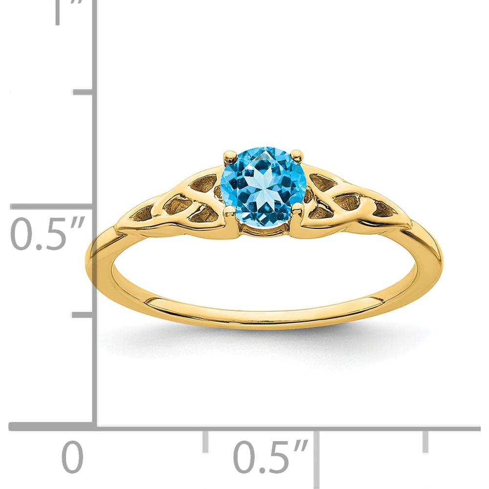 14K Yellow Gold Blue Topaz Celtic Knot Ring - 4.5mm Round Topaz by 0