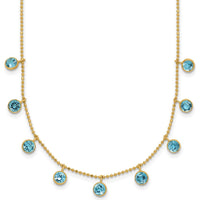 14K Yellow Gold Blue Topaz Dangle Necklace - 2.79 Carat Total Gemstone Weight by Monteluci Fine Jewelry