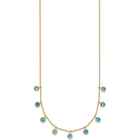14K Yellow Gold Blue Topaz Dangle Necklace - 2.79 Carat Total Gemstone Weight by Monteluci Fine Jewelry