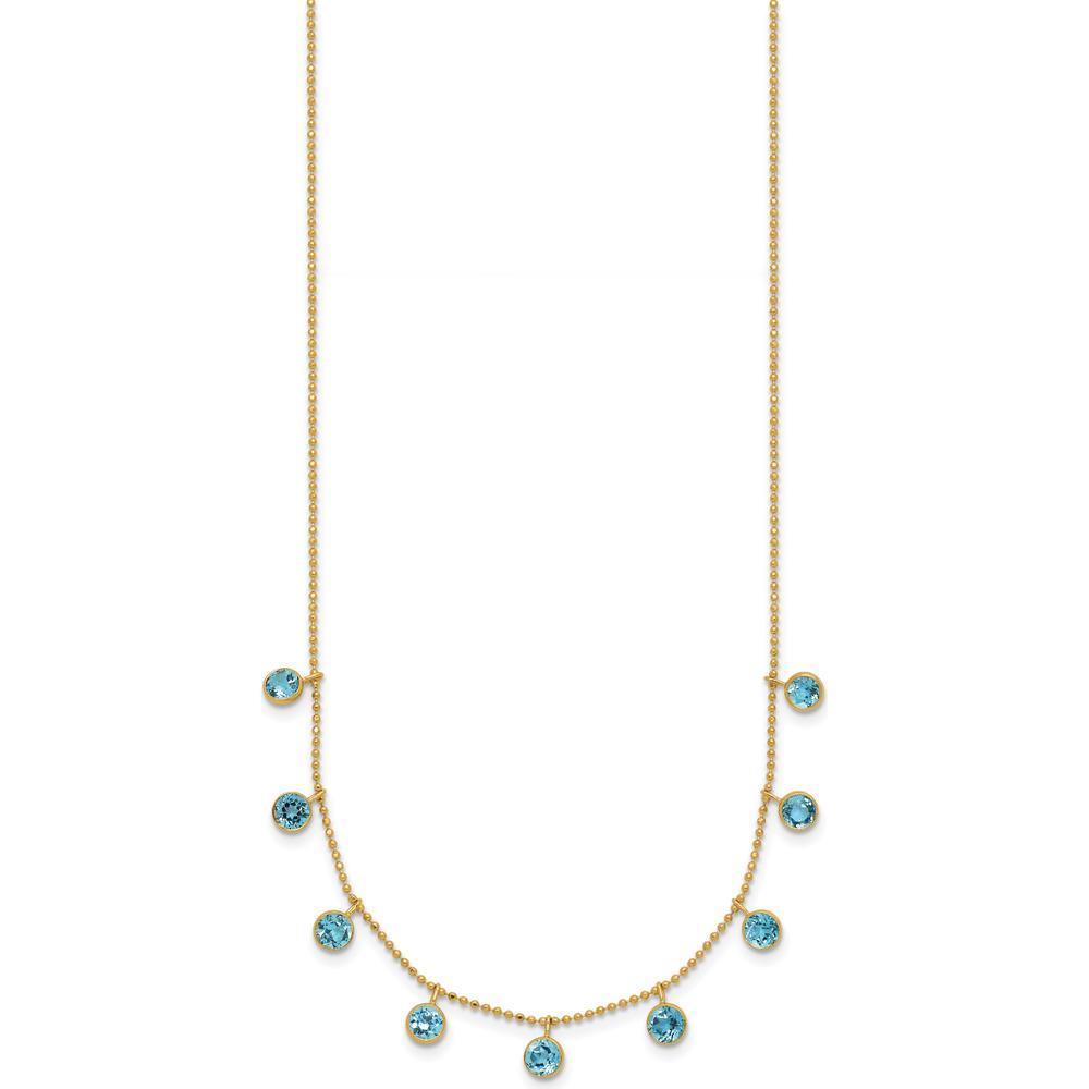 14K Yellow Gold Blue Topaz Dangle Necklace - 2.79 Carat Total Gemstone Weight by Monteluci Fine Jewelry