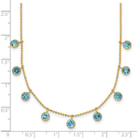14K Yellow Gold Blue Topaz Dangle Necklace - 2.79 Carat Total Gemstone Weight by Monteluci Fine Jewelry