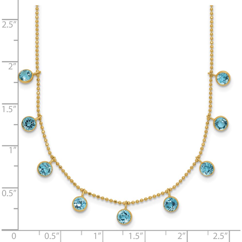 14K Yellow Gold Blue Topaz Dangle Necklace - 2.79 Carat Total Gemstone Weight by Monteluci Fine Jewelry