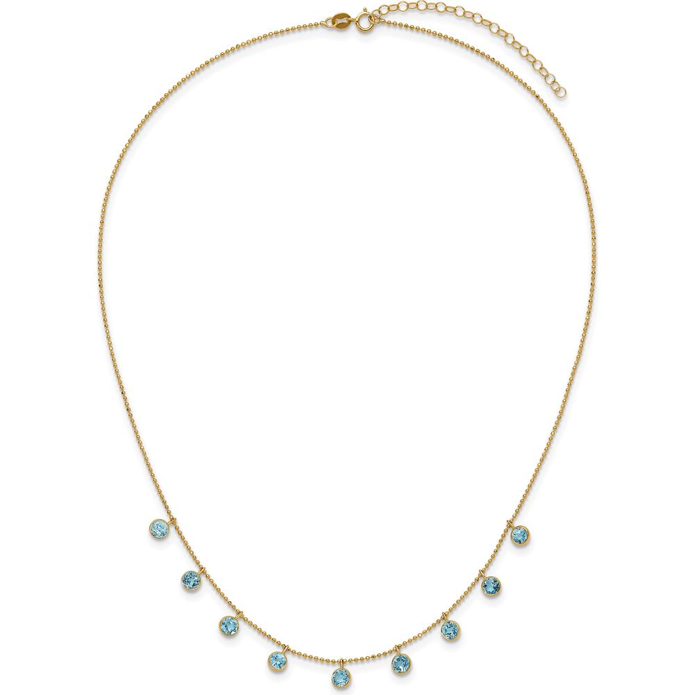 14K Yellow Gold Blue Topaz Dangle Necklace - 2.79 Carat Total Gemstone Weight by Monteluci Fine Jewelry
