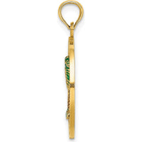 14K Yellow Gold Bluffton SC Circle Enameled Palm Tree Charm by Oro Pregiato
