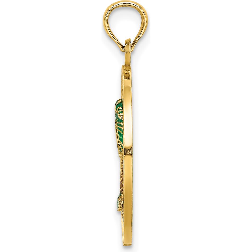 14K Yellow Gold Bluffton SC Circle Enameled Palm Tree Charm by Oro Pregiato