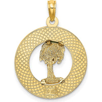 14K Yellow Gold Bluffton SC Circle Enameled Palm Tree Charm by Oro Pregiato