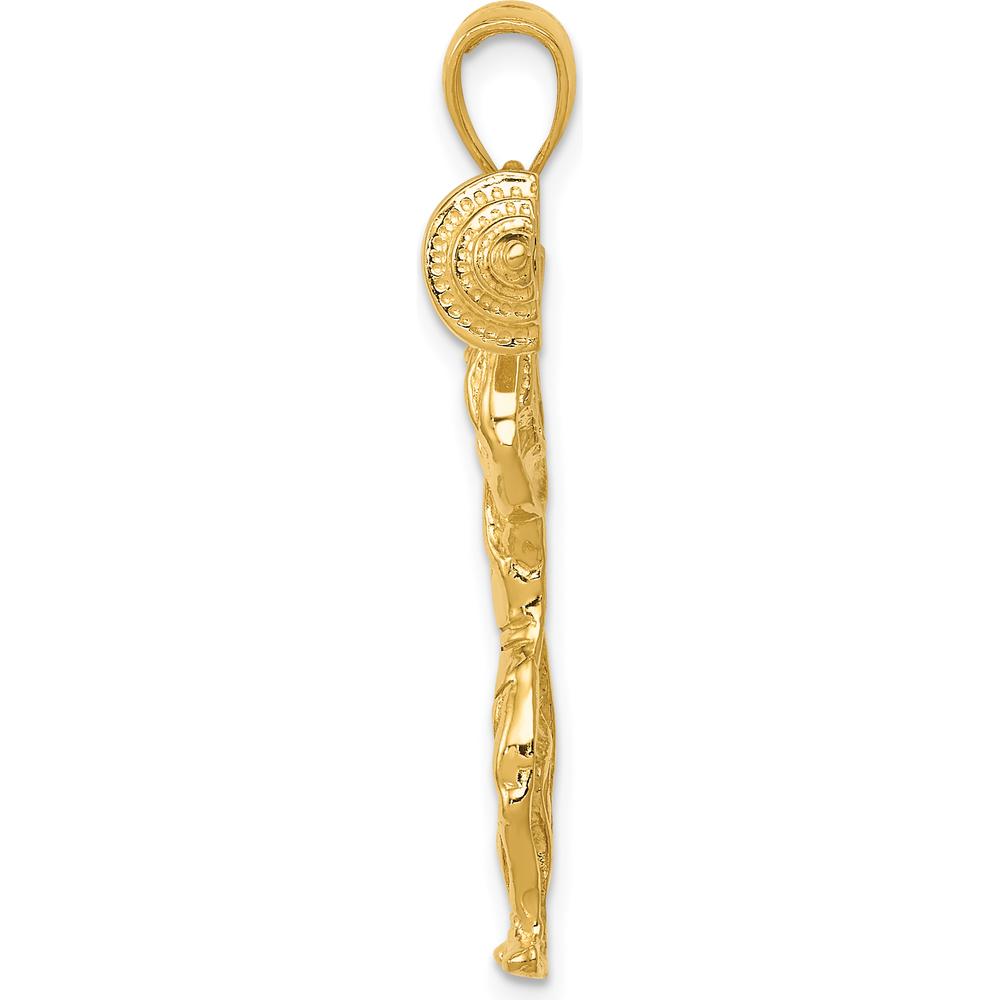 14K Yellow Gold Bodybuilder Pendant with Weights - Medium Size by Oro Pregiato