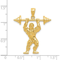 14K Yellow Gold Bodybuilder Pendant with Weights - Medium Size by Oro Pregiato