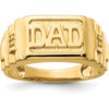 14K Yellow Gold Bold “DAD” Ring with Polished Etched Band Mounting - Solid Men's Tribute Ring by 0