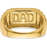 14K Yellow Gold Bold “DAD” Ring with Polished Etched Band Mounting - Solid Men's Tribute Ring by 0