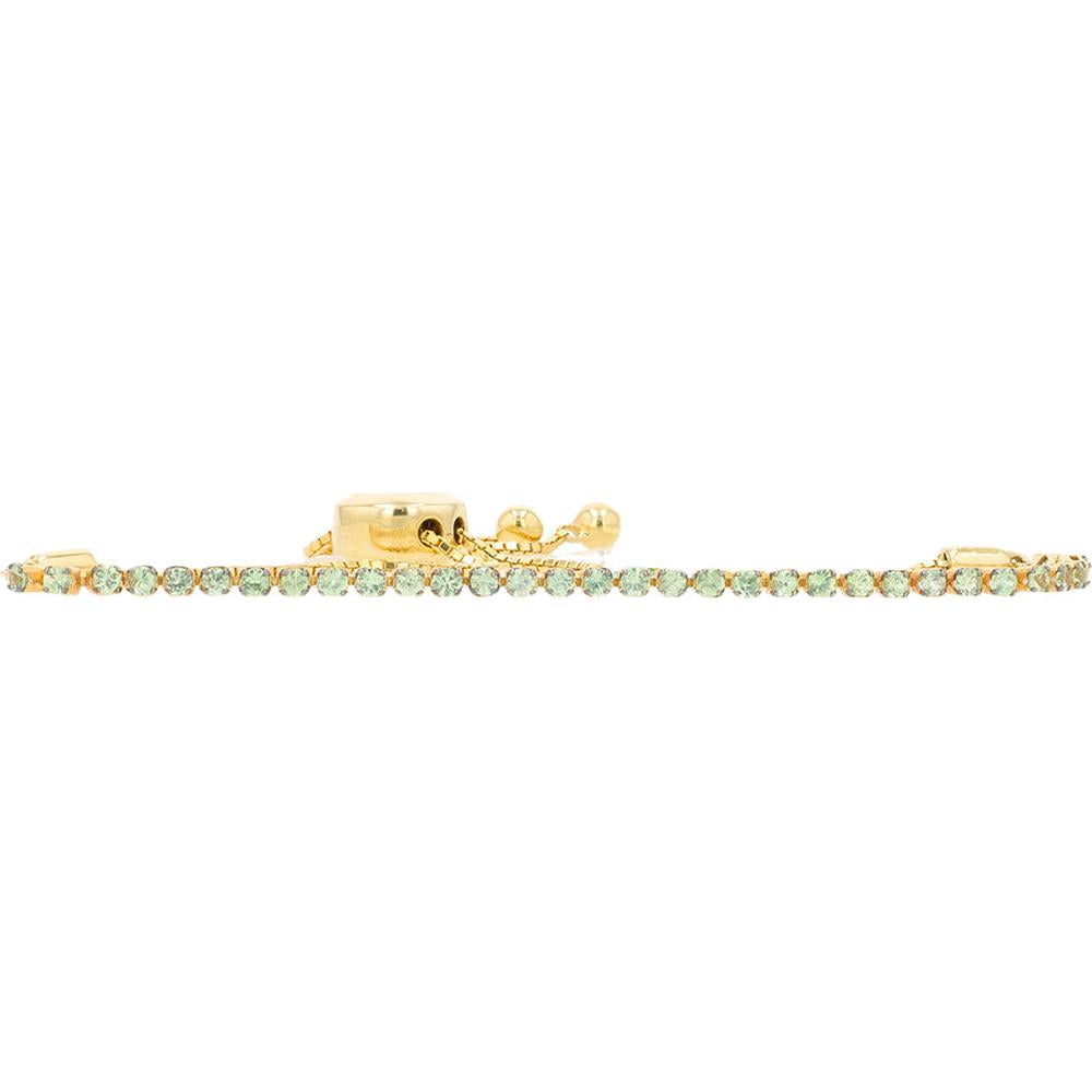 14K Yellow Gold Bolo Bracelet with Round Green Sapphires - 0.14 Carat Total Gemstone Weight by EFFY