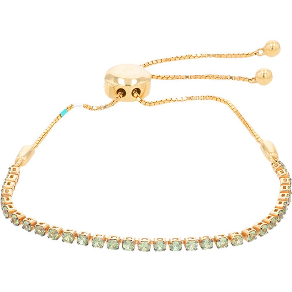 14K Yellow Gold Bolo Bracelet with Round Green Sapphires - 0.14 Carat Total Gemstone Weight by EFFY