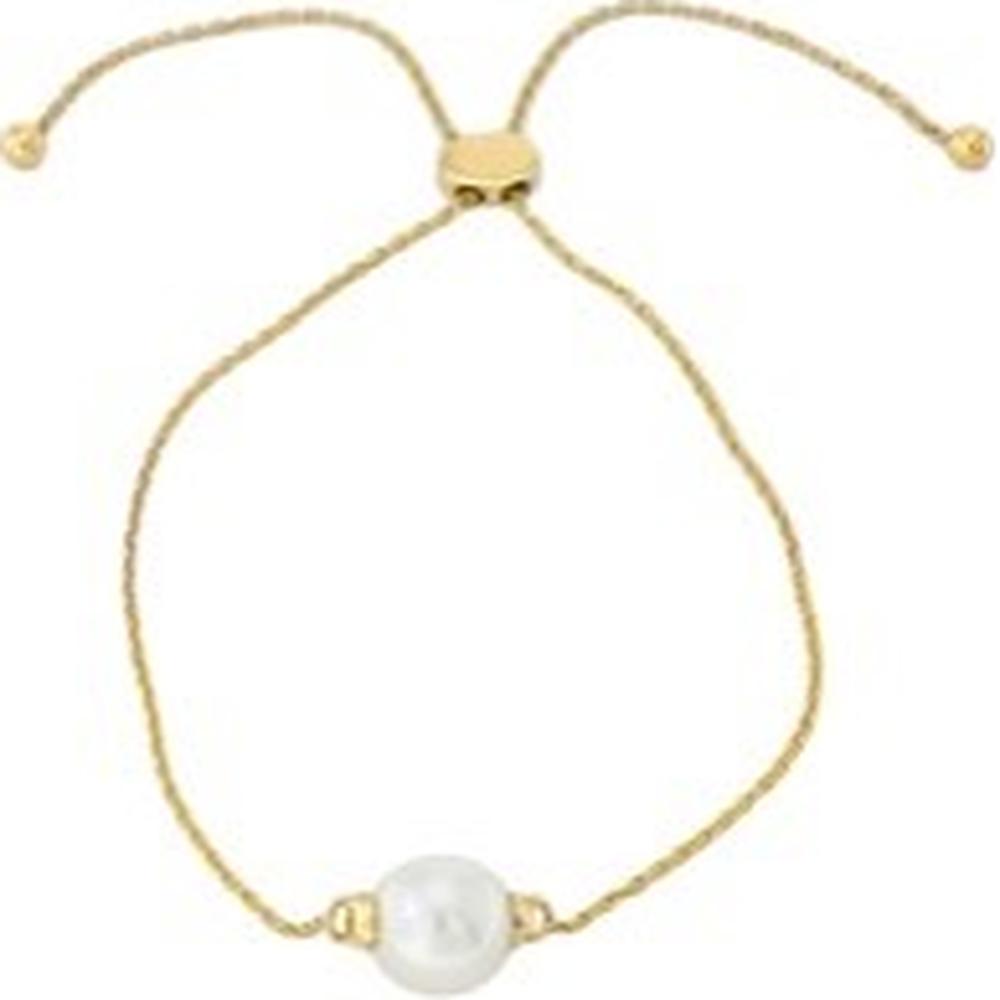 14K Yellow Gold Bolo Bracelet with Single Freshwater Pearl - Adjustable Design, Elegant Minimalist Style