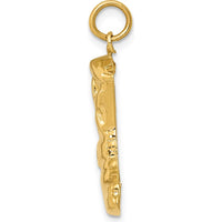 14K Yellow Gold Boot with Spur Charm - 25mm Length, Polished Finish