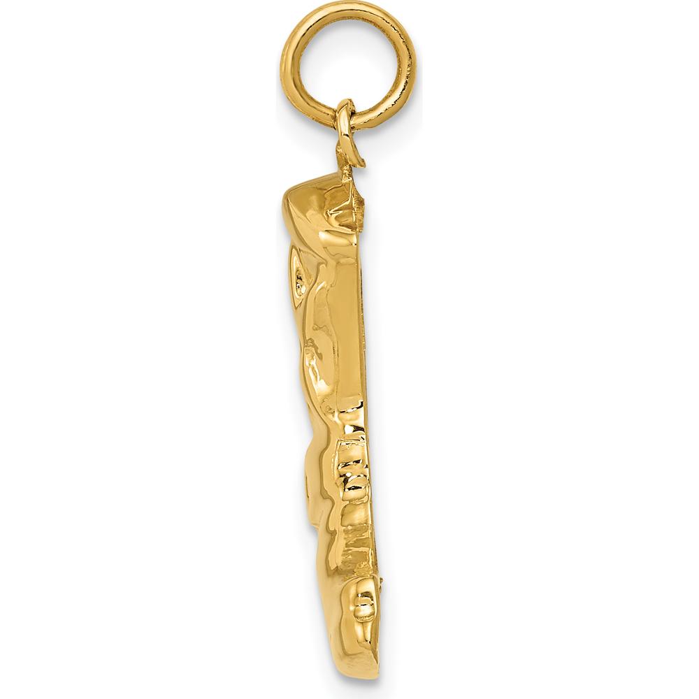 14K Yellow Gold Boot with Spur Charm - 25mm Length, Polished Finish