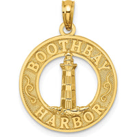 14K Yellow Gold Boothbay Harbor Lighthouse Charm Pendant - Nautical Coastal Design by Oro Pregiato