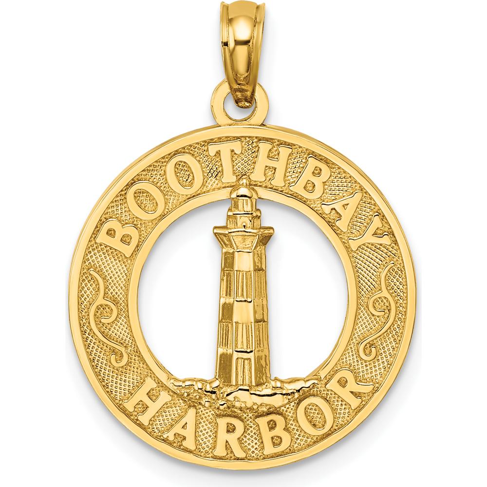 14K Yellow Gold Boothbay Harbor Lighthouse Charm Pendant - Nautical Coastal Design by Oro Pregiato