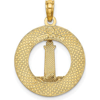 14K Yellow Gold Boothbay Harbor Lighthouse Charm Pendant - Nautical Coastal Design by Oro Pregiato