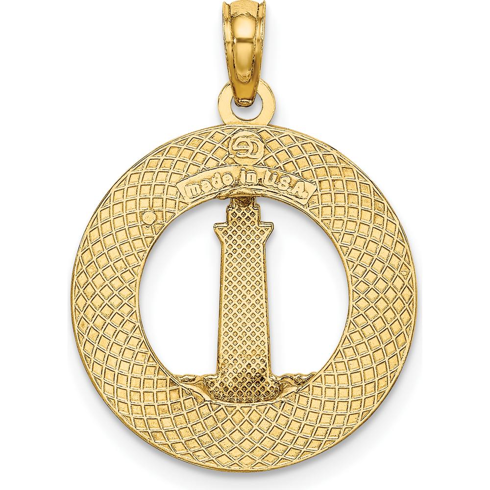 14K Yellow Gold Boothbay Harbor Lighthouse Charm Pendant - Nautical Coastal Design by Oro Pregiato